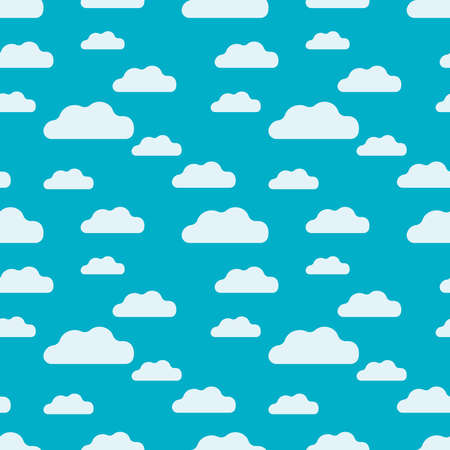Seamless pattern of blue clear sky and white clouds. For printing on fabrics, textiles, bedding,...