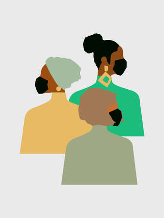 women in medical masks of different nationalities and religions. Modern vector graphics.