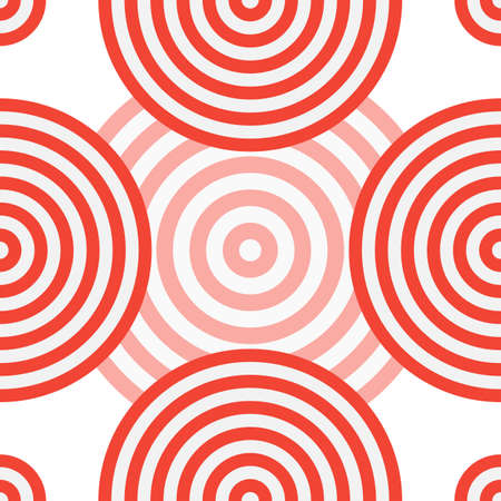 Seamless pattern with red and light gray circles similar to the target. For printing on fabrics, textiles, paper, bedding.の写真素材