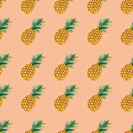 Seamless pattern with pineapples. Exotic fruits for printing on fabric, textiles, paper, bedding.の写真素材