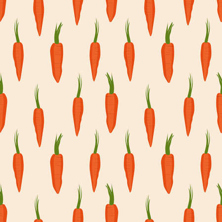 Carrot. Seamless pattern with vegetables for printing on fabric, textiles, kitchen decor.