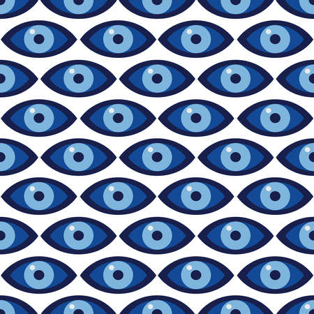 Turkish amulet against the evil eye. Blue eye. Guardian Nazar. Seamless pattern for printing on fabric, textile, paper, interior design.の写真素材