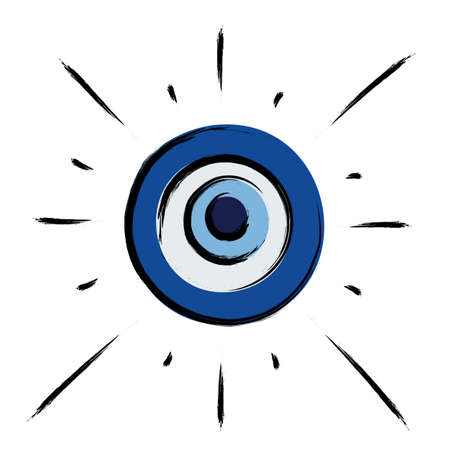 Turkish amulet against the evil eye. Blue eye. Guardian Nazar. An attribute of traditional pre-Islamic Turkic apotropic magic. Vector graphics.のイラスト素材