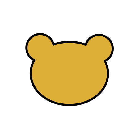 Cute bear head. The teddy bear is a symbol of Mother's Day. Black linear icon on a white background. Trendy yellow.の写真素材