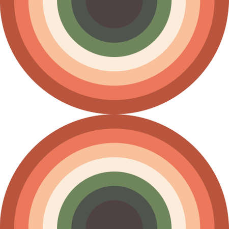 Decorative abstract arcuate colored lines connected in a circle on a white background. Artistic arches for fashionable prints on pillows, paintings in the interior. Vector.のイラスト素材