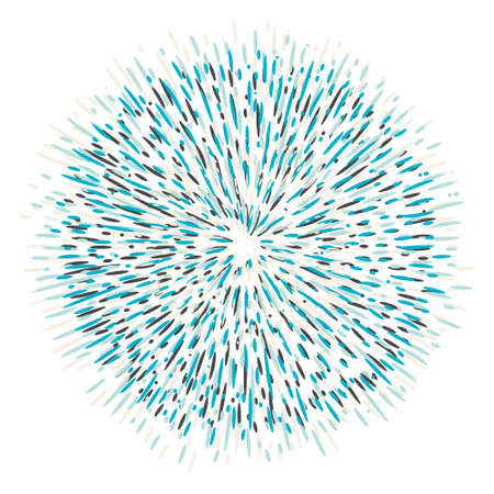 Explosion effect of random radial blue lines on a white background. Floral abstract circular pattern for printing on pillows, T-shirts, covers.の写真素材