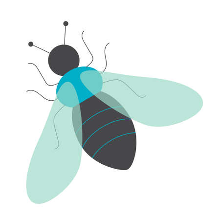 Blue decorative bee. cute print for interior pillows, t-shirts.