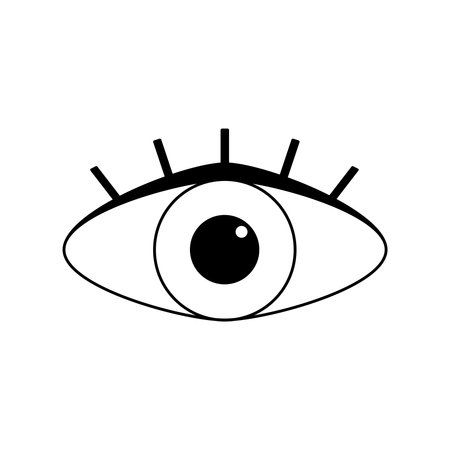 An eye with a black outline and eyelashes on a white background. All-seeing eye.の写真素材