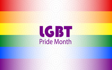 LGBT Pride Month. Poster with symbolic colors of the rainbow. June has been declared Lesbian and Gay Month.の写真素材
