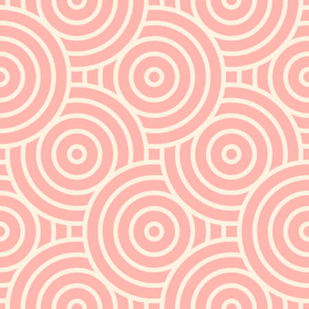 Geometric pink circles with an outline. Seamless pattern for trendy fabrics, decorative pillows,...