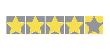 Yellow stars on a gray background isolated on a white background. Rating of sites, hotels, travel...