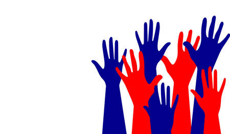Hands of people with different skin colors, different nationalities and religions. Activists, feminists and other communities fight for equality. White background with copy space.の写真素材