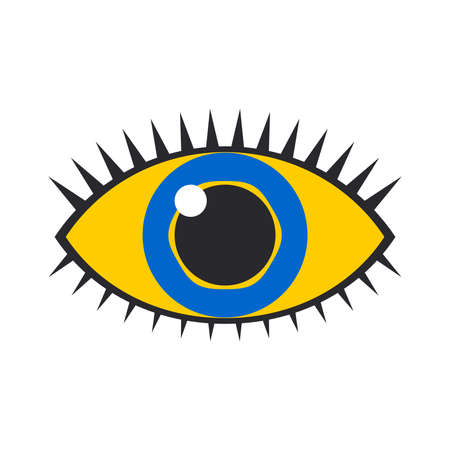 Eye in yellow and blue color flat design style. Amulet from the evil eye.の写真素材