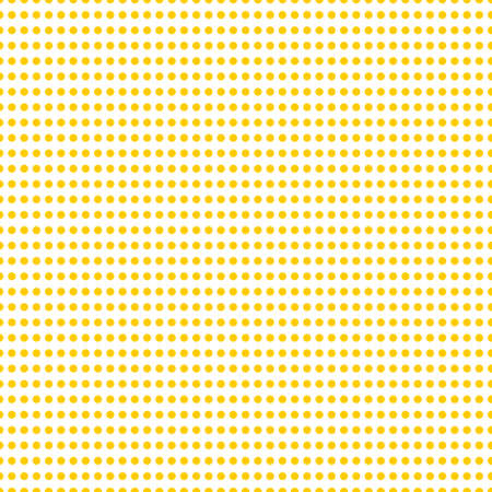 White circles on a yellow background. Seamless simple polka dot pattern for decorative textiles, fabrics.の写真素材