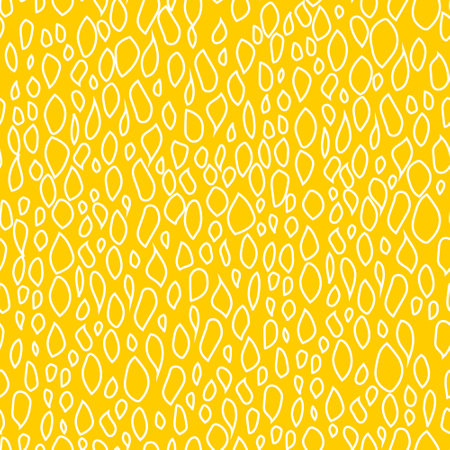 Shapeless modern white drops on a yellow background are hand-drawn. Seamless trendy pattern for fabrics. Vectorのイラスト素材