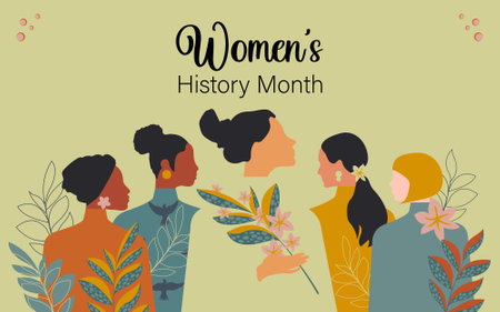 Women's History Month. Women of different ages, nationalities and religions come together.の写真素材