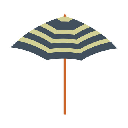 Striped beach sun umbrella isolated on white background. Vector.のイラスト素材