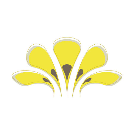 Yellow golden tropical flower made from leaf petals isolated on white background.の写真素材