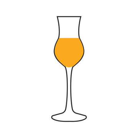 Transparent glass with limoncello liqueur isolated on a white background.の写真素材