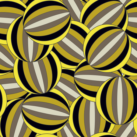 Striped circles are arranged randomly, forming a seamless pattern for textiles, wrapping paper.の写真素材