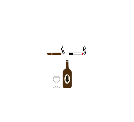 smoking and alcohol drinking sign isolated on white background.  Vectorのイラスト素材