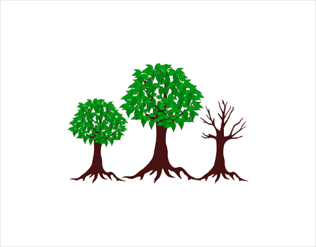tree And stumps isolated on white background, vector.のイラスト素材