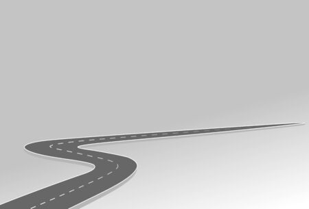 Roadway journey to the future. Asphalt street isolated on white background. Symbols Way to the goal of the end point. Path mean successful business planning Suitable for advertising and presentstationのイラスト素材