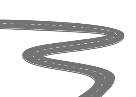 Roadway journey to the future. Asphalt street isolated on white background. Symbols Way to the goal of the end point. Path mean successful business planning Suitable for advertising and presentstationのイラスト素材