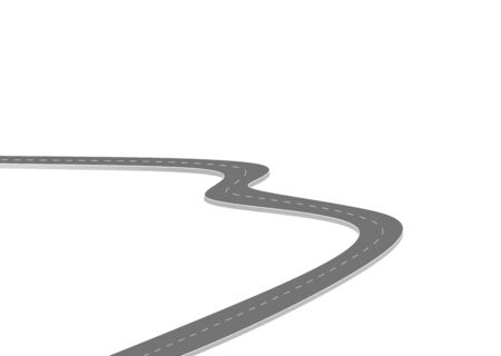 Roadway journey to the future. Asphalt street isolated on white background. Symbols Way to the goal of the end point. Path mean successful business planning Suitable for advertising and presentstationのイラスト素材