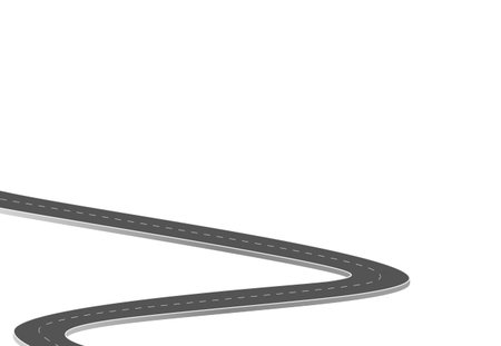 Roadway journey to the future. Asphalt street isolated on white background. Symbols Way to the goal of the end point. Path mean successful business planning Suitable for advertising and presentstationのイラスト素材