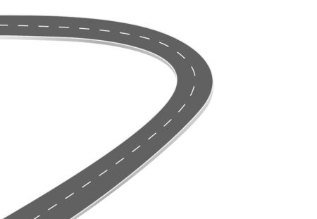Roadway journey to the future. Asphalt street isolated on white background. Symbols Way to the goal of the end point. Path mean successful business planning Suitable for advertising and presentstationのイラスト素材