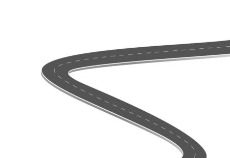 Roadway journey to the future. Asphalt street isolated on white background. Symbols Way to the goal of the end point. Path mean successful business planning Suitable for advertising and presentstationのイラスト素材