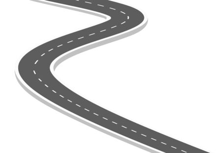 Roadway journey to the future. Asphalt street isolated on white background. Symbols Way to the goal of the end point. Path mean successful business planning Suitable for advertising and presentstationのイラスト素材