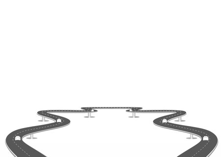 Roadway journey to the future. Asphalt street isolated on white background. Symbols Way to the goal of the end point. Path mean successful business planning Suitable for advertising and presentstationのイラスト素材