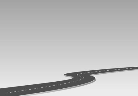 Roadway journey to the future. Asphalt street isolated on white background. Symbols Way to the goal of the end point. Path mean successful business planning Suitable for advertising and presentstationのイラスト素材