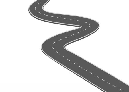 Roadway journey to the future. Asphalt street isolated on white background. Symbols Way to the goal of the end point. Path mean successful business planning Suitable for advertising and presentstationのイラスト素材