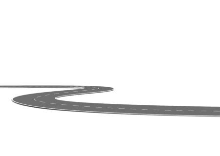 Roadway journey to the future. Asphalt street isolated on white background. Symbols Way to the goal of the end point. Path mean successful business planning Suitable for advertising and presentstationのイラスト素材