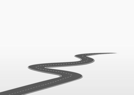 Roadway journey to the future. Asphalt street isolated on white background. Symbols Way to the goal of the end point. Path mean successful business planning Suitable for advertising and presentstationのイラスト素材