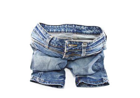 Blue jeans isolated on white backgroundの写真素材