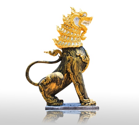 Stone Lion sculpture, symbol of protection   power in Oriental Asia especially Chinaの写真素材