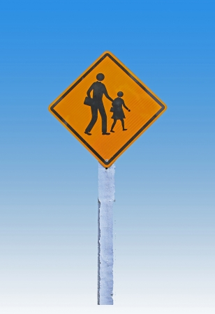 school area sign isolated on a blue backgroundの写真素材