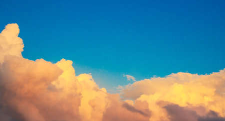 Colorful cloud at sunset with blue sky background
