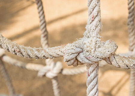 Knot rope of network in yardの写真素材
