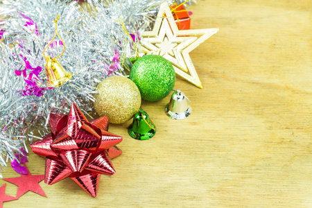 Close up christmas collection on wood background