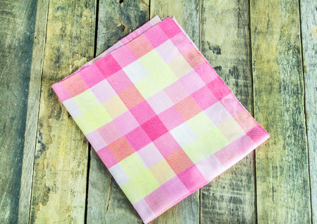 Close up napkin on a wooden backgroundの写真素材