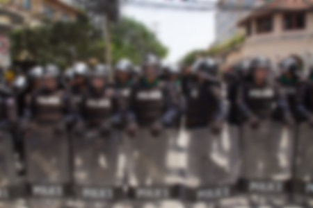 guard protect on the roadの写真素材