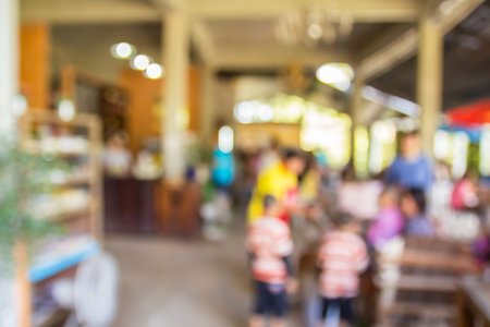 Image of abstract blurred coffee shop background, for any designの写真素材