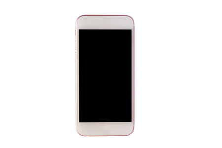 Close up smart phone with blank screen isolated on white backgroundの写真素材