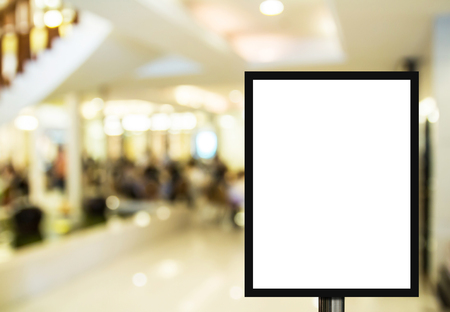 Blank advertising billboard or wide screen television with blurred shopping mall background, commercial and marketing concept, copy space for text or media content.の写真素材