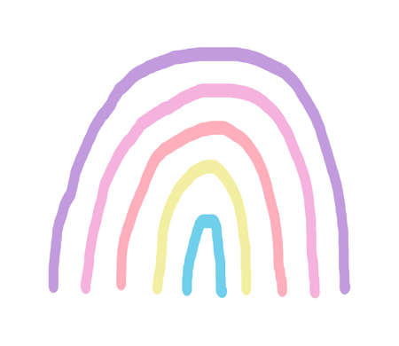 Rainbow pantone pastels hand drawn cute diary sticker for kidsの写真素材